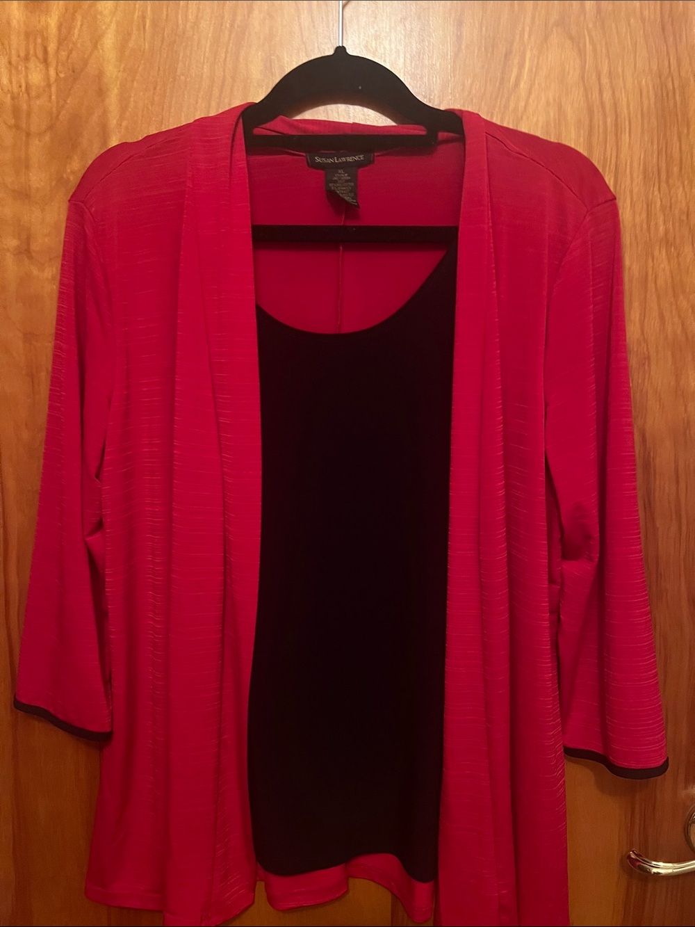 Susan Lawrence  Women's Red Open-Front Cardigan. One piece